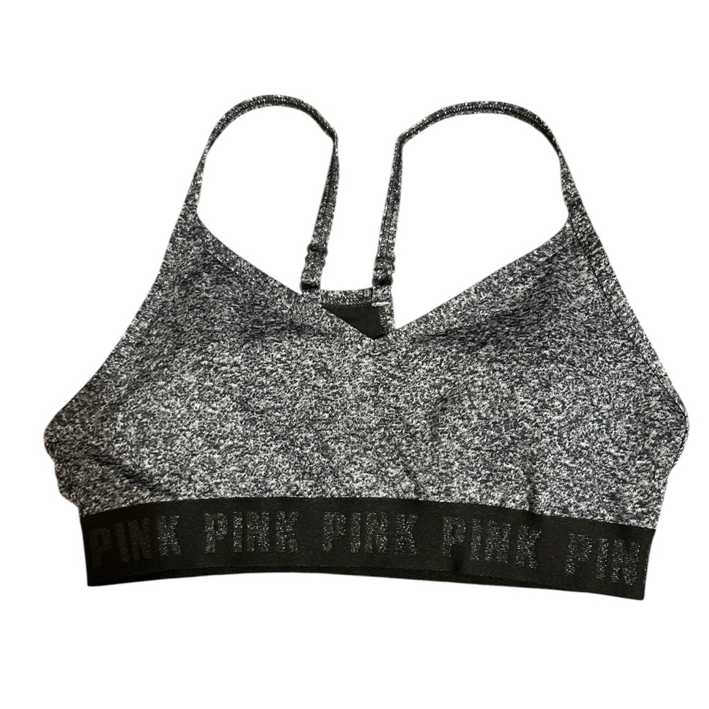 Pink Victoria’s Secret Women's Black and Gray Sports Bra Medium I B80 - Picture 3 of 9